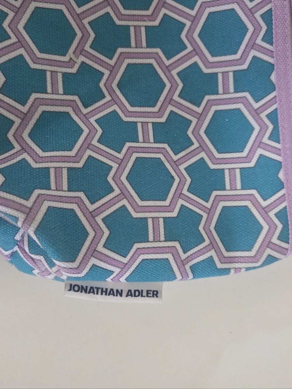 Clinique x Jonathan Adler Teal Lavender Geometric Makeup Cosmetic Bag
